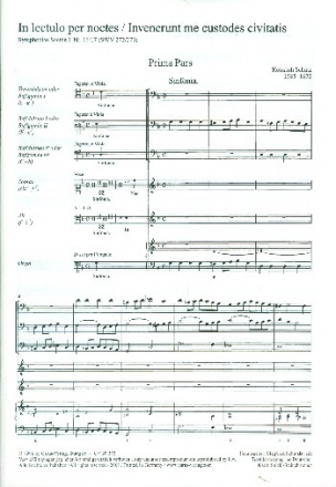 In lectulo per noctes - Invenerunt me custodes mcivitatis SWV272/273 fr SopranAlt und Kammerensemble Partitur (ohne Umschlag)