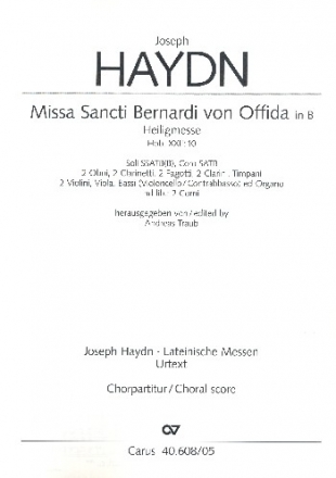 Heiligmesse B-Dur Hob.XXII:10 fr Soli, gem Chor und Orchester Chorpartitur