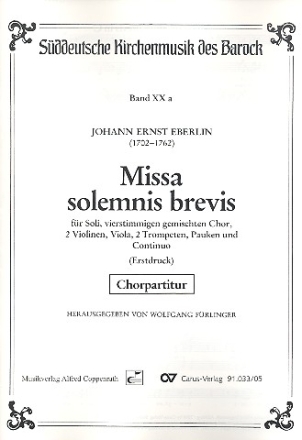 Missa solemnis brevis fr Soli, gem Chor und Orchester Chorpartitur