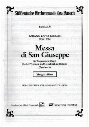 Messa di San Giuseppe fr Sopran und Orgel (Streicher ad lib) Partitur (ohne Umschlag)