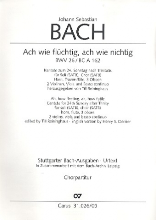 Ach wie flchtig ach wie nichtig Kantate Nr.26 BWV26 Chorpartitur