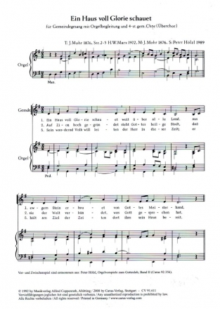 Ein Haus voll Glorie schauet fr Gemeinde, gem Chor und Orgel Chorpartitur