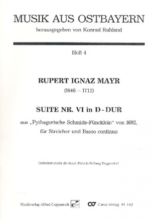 Suite D-Dur Nr.6 fr 2 Violinen, Viola, Violoncello und Bc Partitur