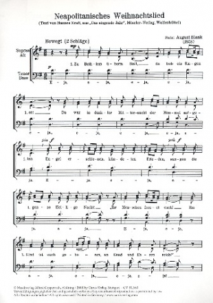 Neapolitanisches Weihnachtslied f�r gem Chor a cappella Partitur