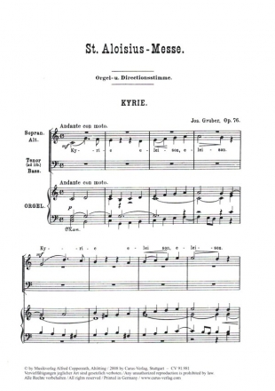 St. Aloisius-Messe op.76 fr gem Chor und Orgel Chorpartitur