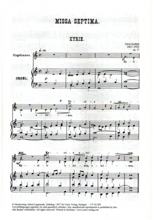 Missa Septima op.17 fr 2 Singstimmen und Orgel Partitur