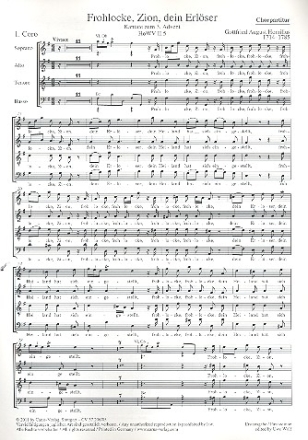 Frohlocke Zion dein Erlser HoWVII.5 fr Soli, gem Chor und Instrumente Chorpartitur