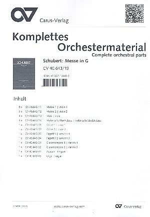 Messe G-Dur D167 fr Soli, gem Chor und Orchester Stimmensatz (Streicher 5-5-4-4)