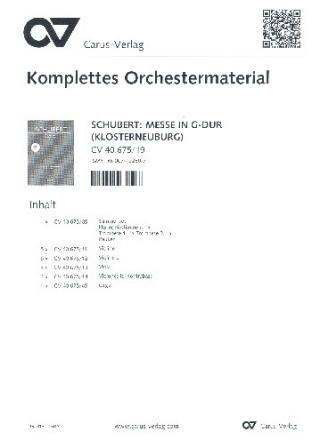 Messe G-dur D167 fr Soli, gem Chor und Orchester Stimmensatz (Streicher 5-5-4-4)