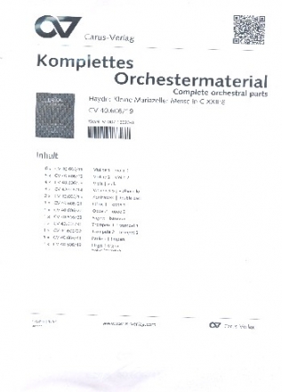 Missa cellensis C-Dur Hob.XXII:8 fr Soli, gem Chor und Orchester Stimmensatz (Streicher 6-5-4-3-2)