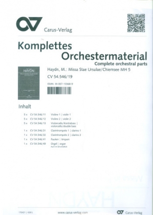 Missa in honorem Sanctae Ursulae MH5 fr Soli, gem Chor und Orchester Stimmensatz Streicher (5-5-5)