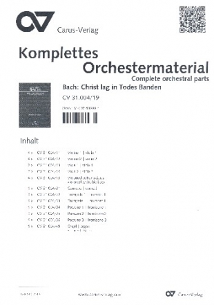 Christ lag in Todes Banden Kantate Nr.4 BWV4 Stimmensatz (Streicher 4-4--2-2-4)