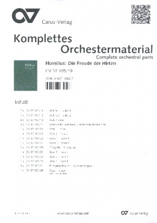 Die Freude der Hirten ber die Geburt Jesu HoWV I.1 fr Soli, gem Chor und Orchester Stimmensatz (Streicher 5-5-4-4+Harmonie, Orgel)