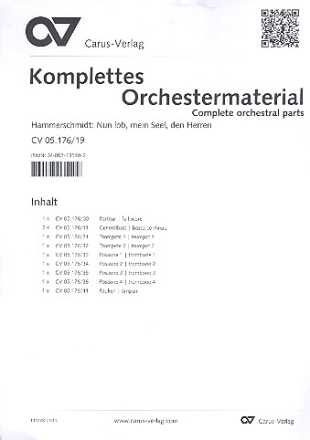 Nun lob mein Seel den Herren fr Sopran, Blechblasinstrumente und Bc (Pauken ad lib) Partitur und Instrumentalstimmen