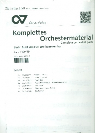 Es ist das Heil uns kommen her Kantate BWV9 Nr.9 Stimmensatz (Streicher 4-4-3-4)
