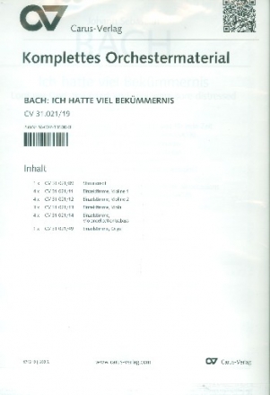 Ich hatte viel Bekmmernis (1. Fassung) Kantate Nr.21 BWV21 Stimmensatz (Streicher 4-4-3-4)