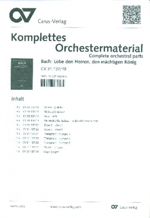 Lobe den Herren, den mchtigen Knig Kantate Nr.137 BWV137 Stimmensatz (Streicher 4-4-3-4)