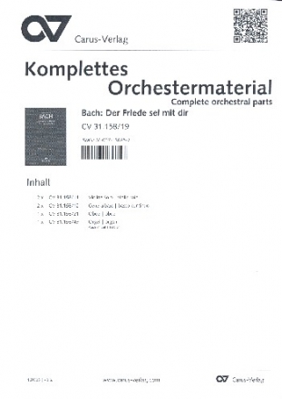 Der Friede sei mit dir fr Soli, gem Chor, Violine solo, Oboe, Orgel und Bc Stimmensatz (2 Vl, 2 Bc, Oboe, Orgel)