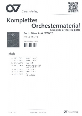 Messe A-Dur BWV234 fr Soli, gem Chor und Orchester Stimmensatz (Streicher 4-4-3-4)