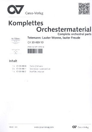 Lauter Wonne lauter Freude TWV1:1040 fr Sopran, Altblockflte und Bc Partitur und Instrumentalstimmen