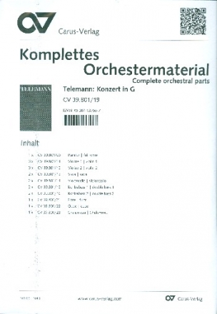 Konzert G-Dur fr Orchester Komplettes Orchestermaterial