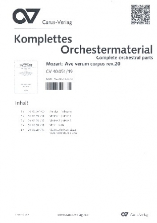 Ave verum corpus fr gem Chor und Streicher Partitur und Stimmen (3-3-2-3)