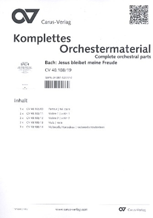 Jesus bleibet meine Freude Kantate Nr.147 BWV147 Partitur und Stimmensatz (Streicher 3-3-2-3)