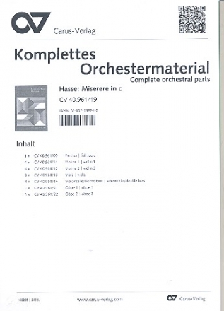 Miserere c-Moll fr Soli, gem Chor und Orchester Stimmensatz