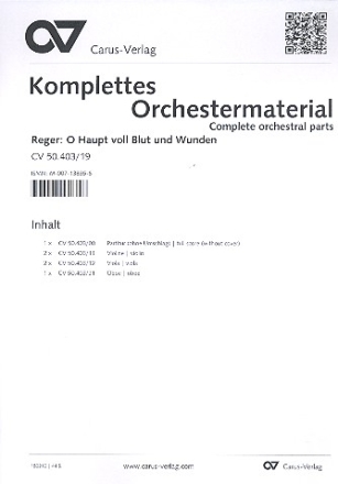 O Haupt voll Blut und Wunden fr Alt, Tenor (Sopran), gem Chor, Violine, Viola, Oboe, Orgel Partitur und Orchesterstimmenset