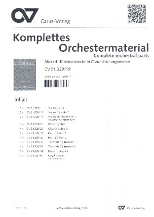 Sonate C-Dur KV329 fr Orchester Stimmensatz (Streicher 5-5-5)