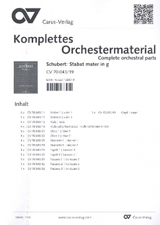 Stabat Mater in g fr gem Chor und Orchester Stimmensatz (Streicher 6-5-4-4)