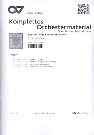 Missa solemnis brevis fr Soli, gem Chor und Orchester Partitur und Instrumentalstimmen