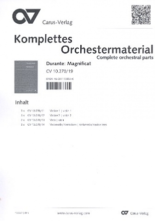 Magnificat B-Dur fr gem Chor und Streicher Orchesterstimmen komplett