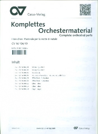 Pastorale per la notte di natale fr 4 Oboen, 2 Violinen, Viola und Bc Stimmensatz (Streicher 4-4-3-3)