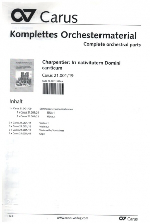 In nativitatem Domini canticum fr Soli, gem Chor und Orchester Stimmenset, komplettes Orchestermaterial