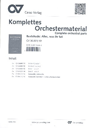 Alles, was ihr tut mit Worten oder mit Werken BuxWV4 fr Soli, gem Chor und Streicher Stimmensatz (3-3-2-2-2-3)