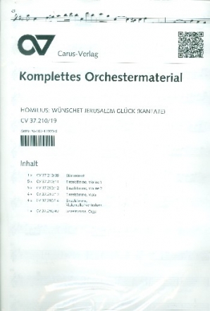 Wnschet Jerusalem Glck fr Soli, gem Chor und Orchester Stimmensatz (Streicher 5-5-4-4)
