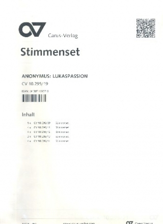 Lukaspassion fr Soli, gem Chor und Orchester Stimmensatz (Streicher 4-4-3-4)
