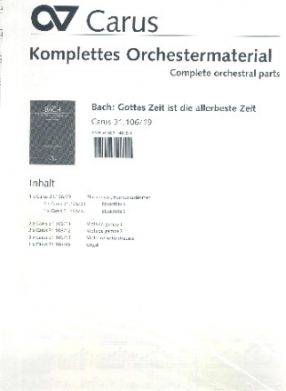 Gottes Zeit ist die allerbeste Zeit Kantate Nr.106 BWV106 Stimmensatz (Streicher 2-2-0-3)