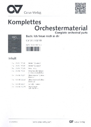 Ich freue mich in dir Kantate Nr.133 BWV133 Stimmensatz (Streicher 4-4-3-4)