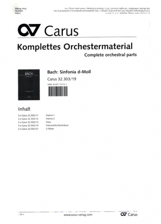 Sinfonia d-Moll BR-WFBC7/Fk65 fr 2 Flten, Streicher und Bc Komplettes Orchestermaterial