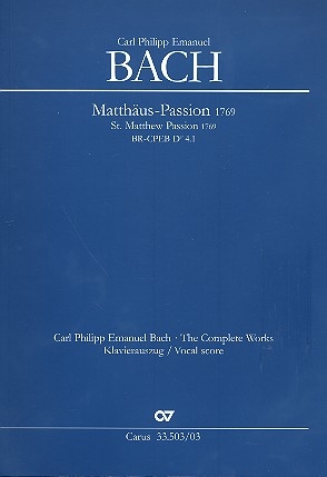 Matthuspassion fr Soli, gem Chor und Orchester Klavierauszug