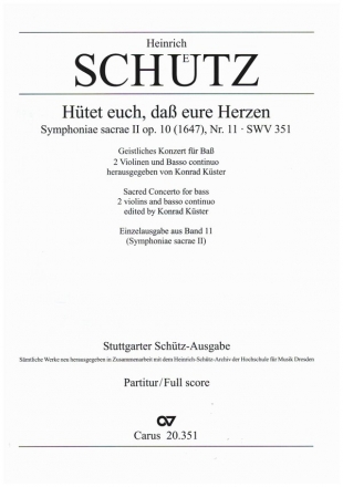Htet euch, dass eure Herzen fr Bass, 2 Violinen und Bc Partitur