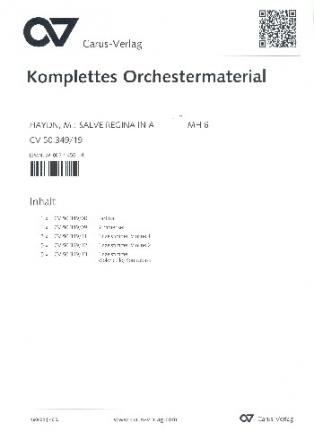 Salve Regina in A MH6 fr gem Chor und Instrumente Partitur und Instrumentalstimmen (Streicher 5-5-0-5)