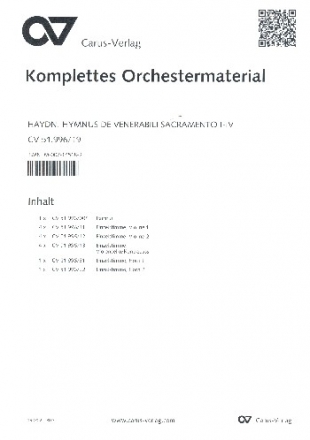 Responsoria de venerabili Sacramento Nr.1-4 fr gem Chor und Instrumente Partitur und Instrumentalstimmen (Streicher 4-4-0-4)