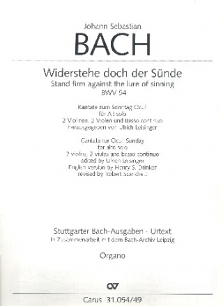 Widerstehe doch der Snde Kantate Nr.54 BWV54 Orgel