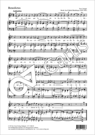 Rheinberger, Josef Gabriel Benedictus Coro 1stg, Org Partitur