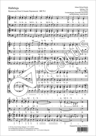 Haydn, Johann Michael Halleluja Coro SAB, Bc Partitur