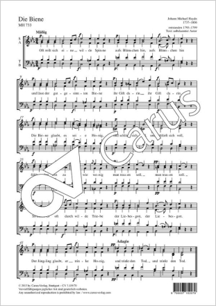 Haydn, Johann Michael Die Biene Coro SATB Partitur