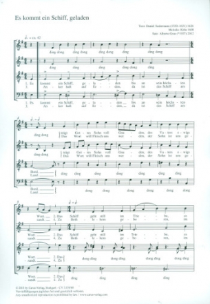 Es kommt ein Schiff geladen fr gem Chor a cappella Partitur